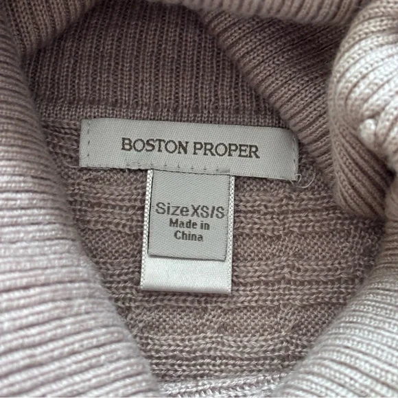 BOSTON PROPER Tan Cable Knit Turtleneck Poncho Sweater--EUC--XS/S - Picture 10 of 14